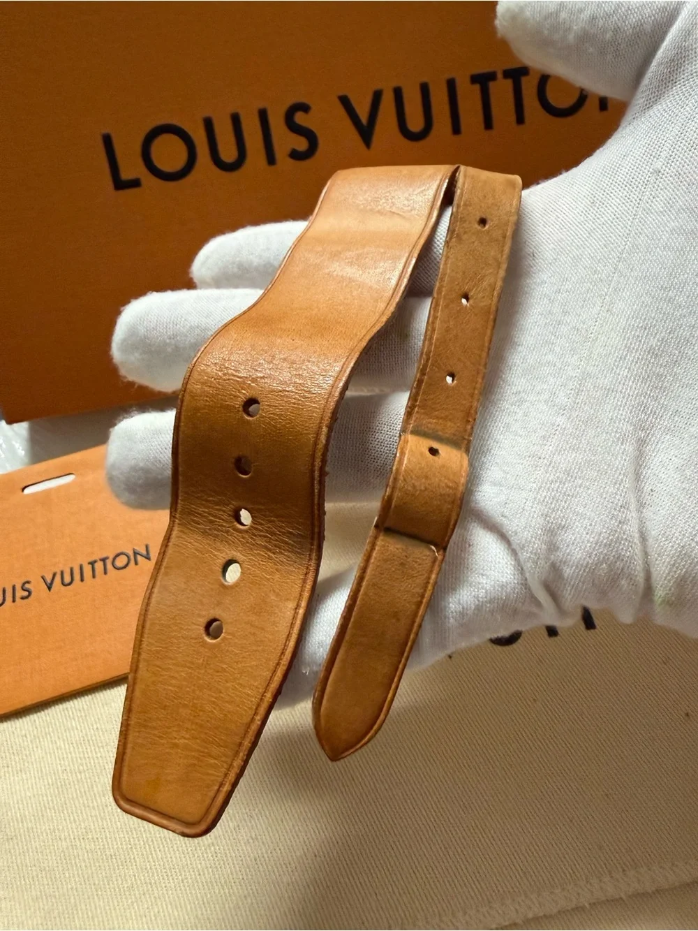 Louis Vuitton Vachetta Leather Luggage Tag and Poignet Authentic NO BOX